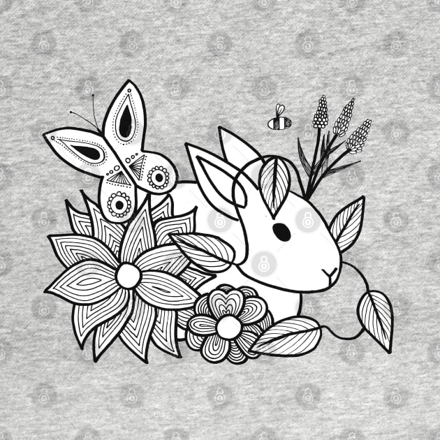 Bunny in the Flowers by calenbundalas